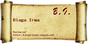 Blaga Irma névjegykártya